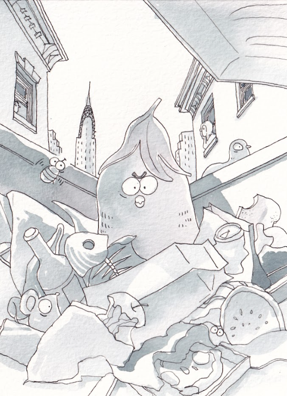 City Pigeon - Trash - Watercolor - Signed Prints