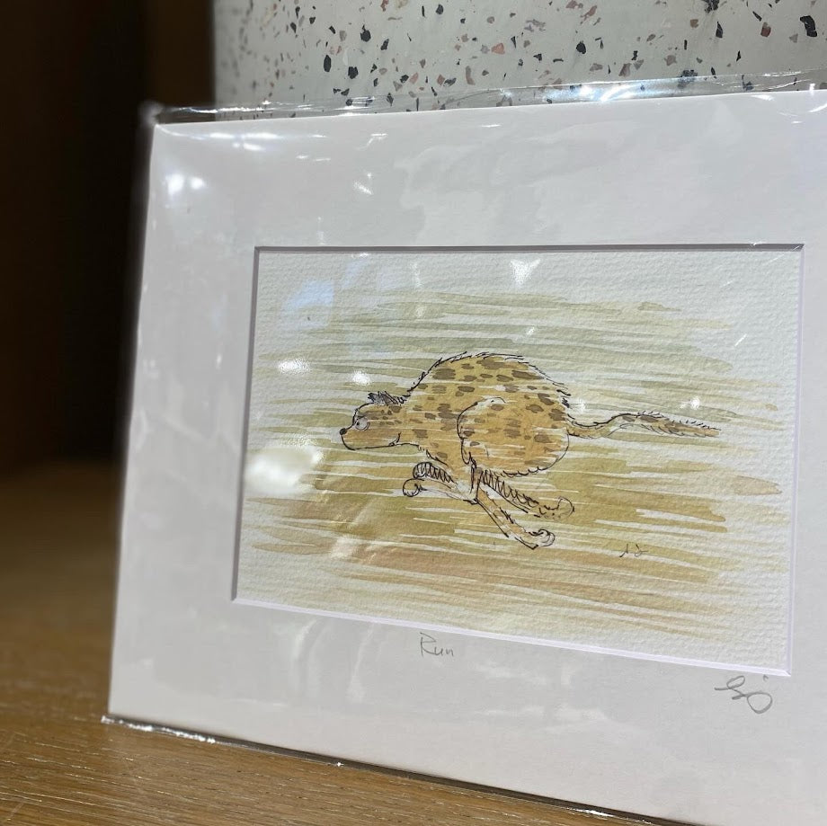 Cheetah Running - Watercolor - Signed Prints