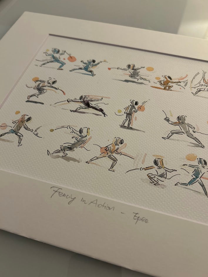 Fencing in Action - Watercolors - Epee Fencers - Signed Prints