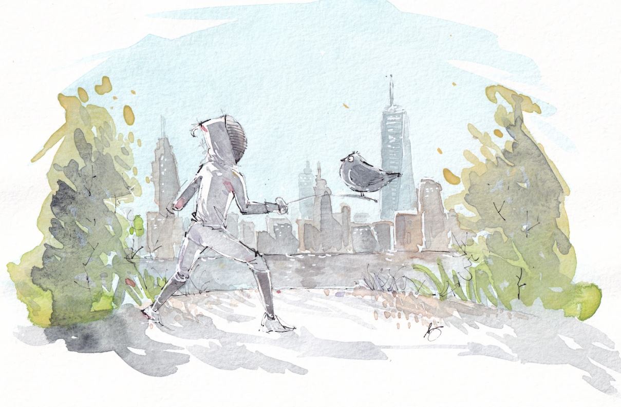 Fencing in NYC - Watercolor - Signed Prints
