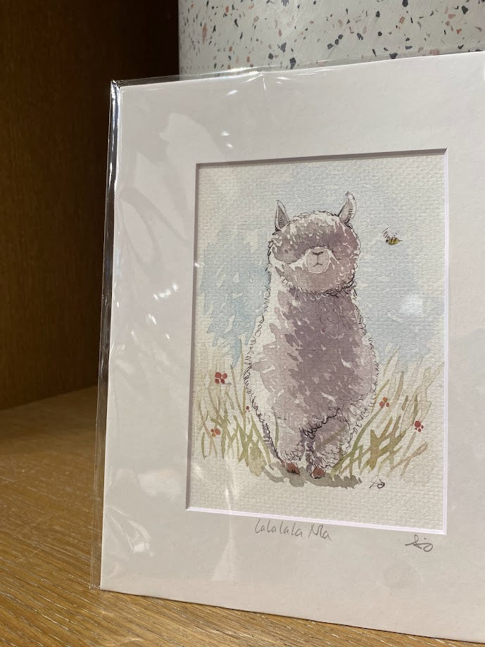 llama, fa-la-la lahhhma, fluffy and cute - Watercolor - Signed Prints