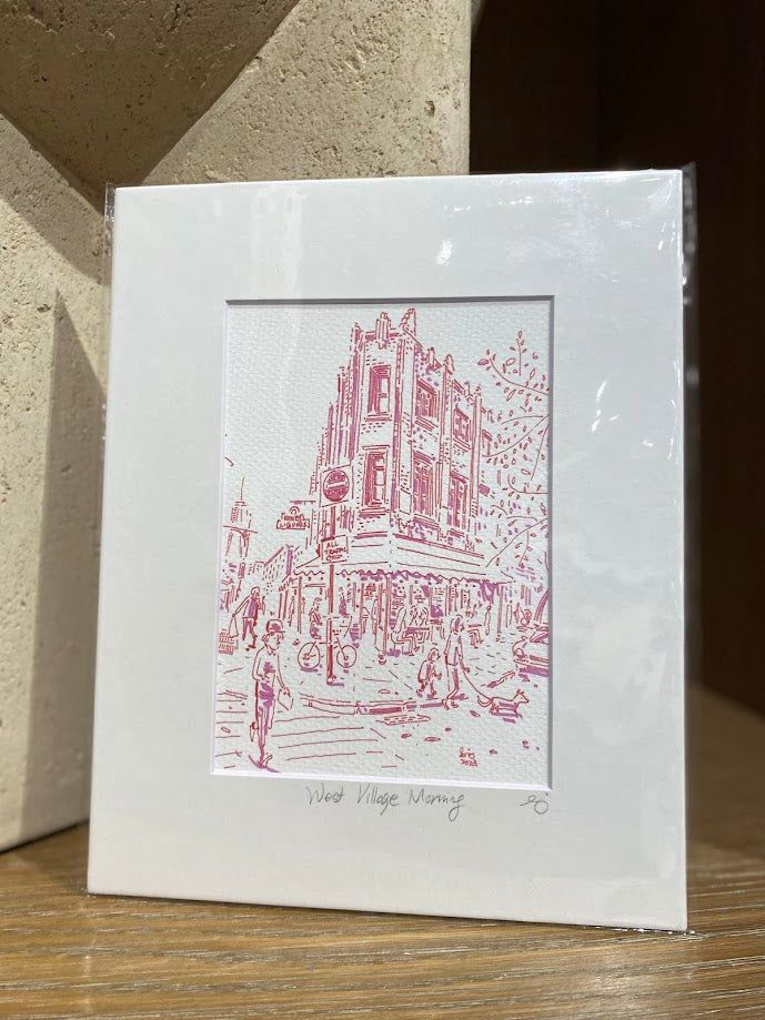 West Village Morning , New York City - Cartoon Style - Signed Print
