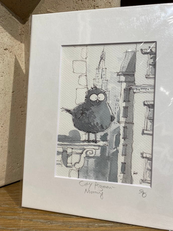 City Pigeon - Morning - Watercolor - Signed Prints