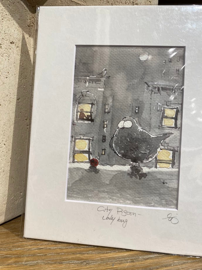 City Pigeon - Ladybug - Watercolor - Signed Prints