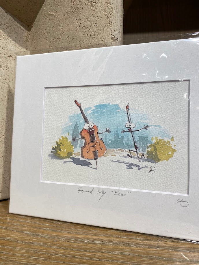 Found my "beau" - Cello, Music - Watercolor - Signed Prints