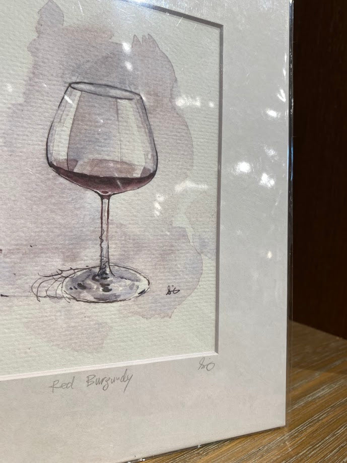 Wine - Burgundy Glass - Watercolor - Signed Prints