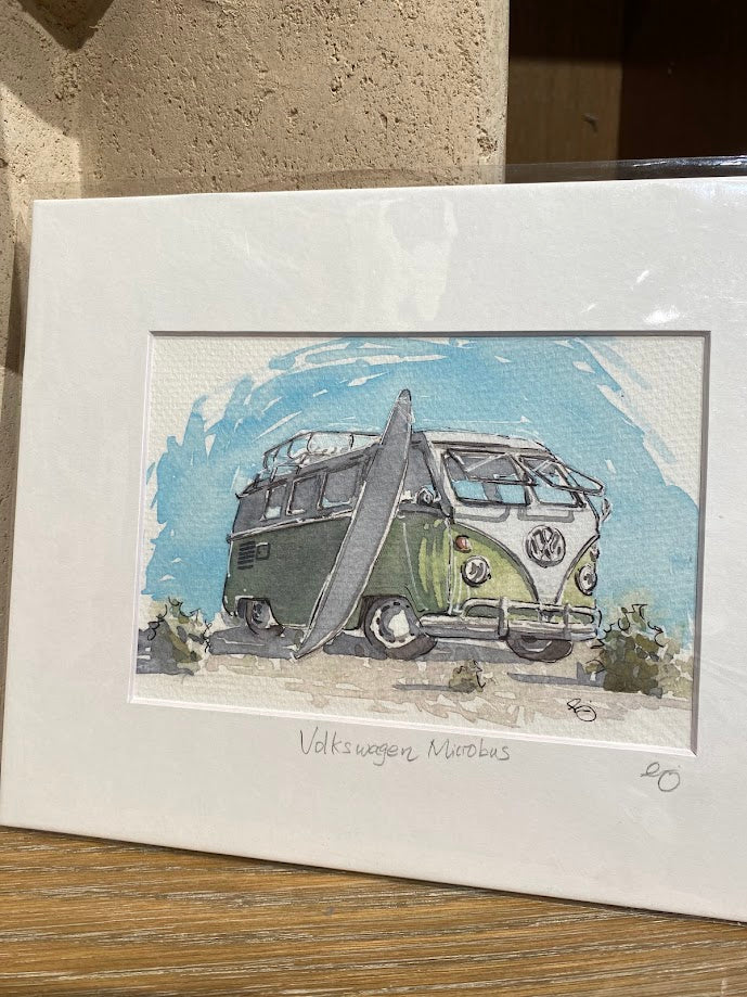 Volkswagen Microbus - Cars - Watercolor - Signed Prints