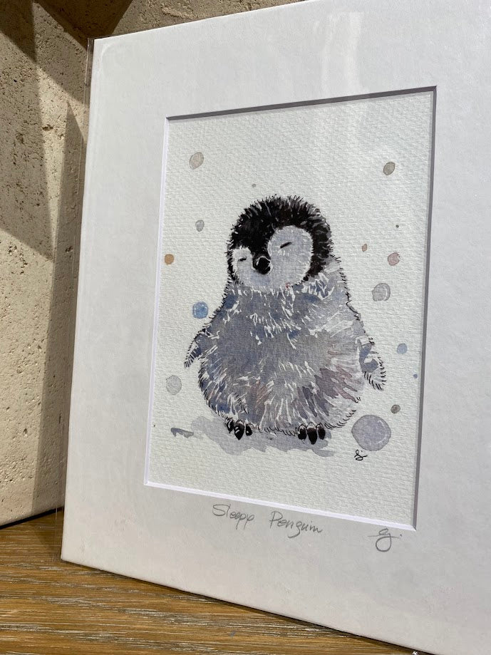 Penguin - Sleep - Watercolor - Signed Prints