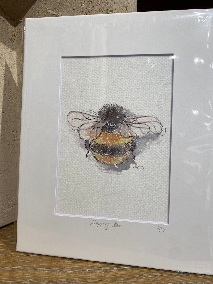 Napping Bee - Watercolor - Signed Prints