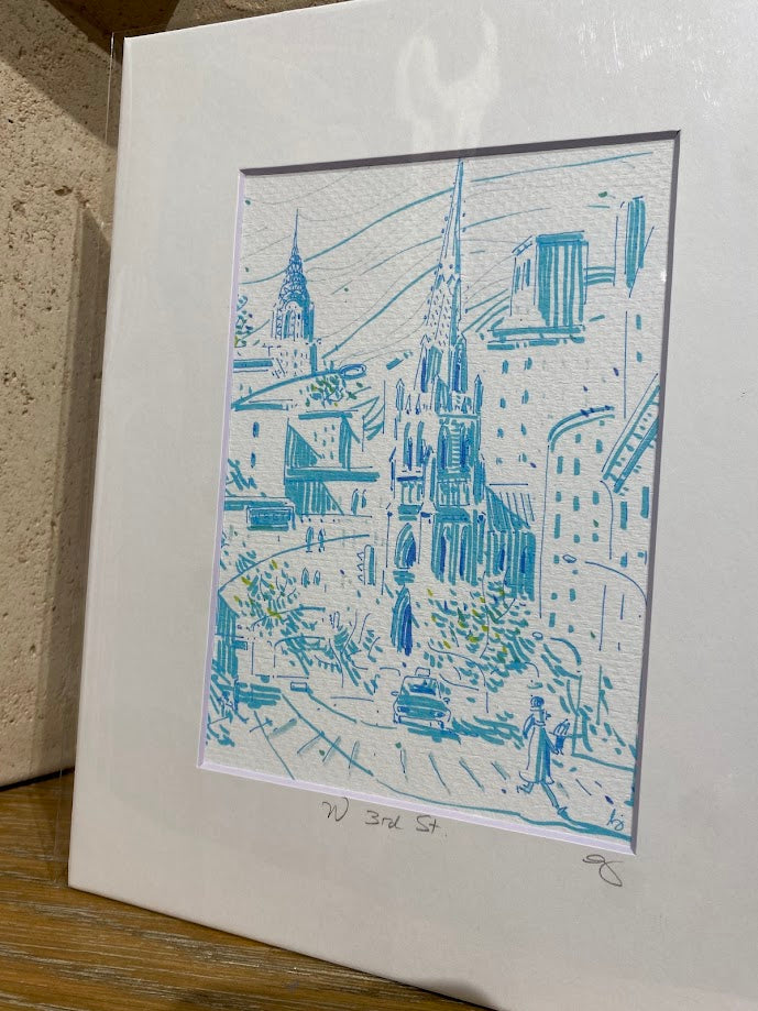 West 3rd, New York City - Cartoon Style - Signed Print