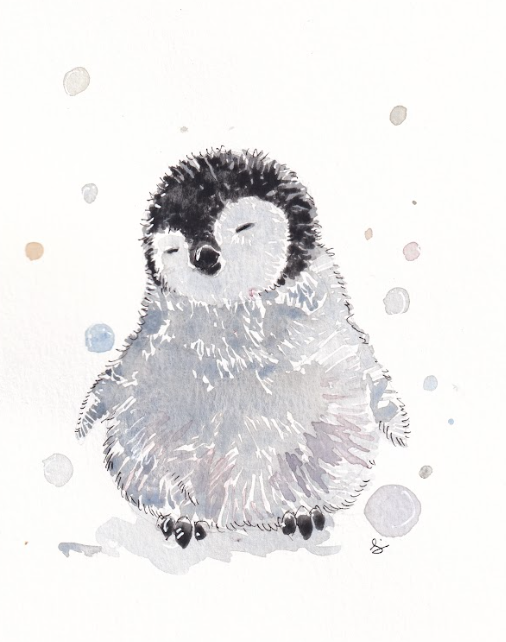 Penguin - Sleep - Watercolor - Signed Prints