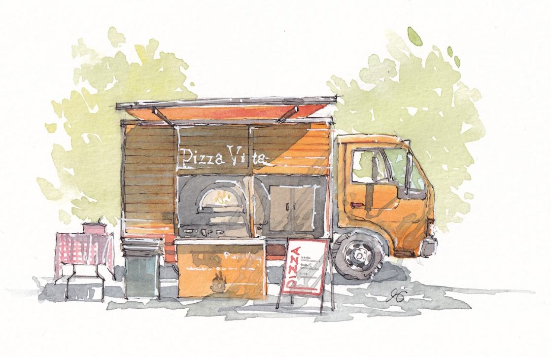 Pizza Vita Truck - Watercolor - Signed Prints