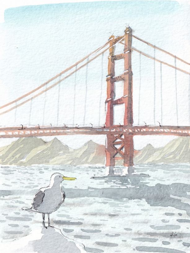 Crissy Field - San Francisco - Cartoon Style - Signed Print