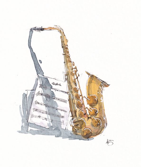 Saxophone - Music, Jazz - Watercolor - Signed Prints