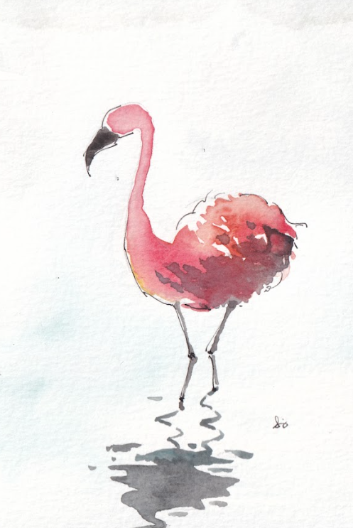 Flamingo - Watercolor - Signed Prints