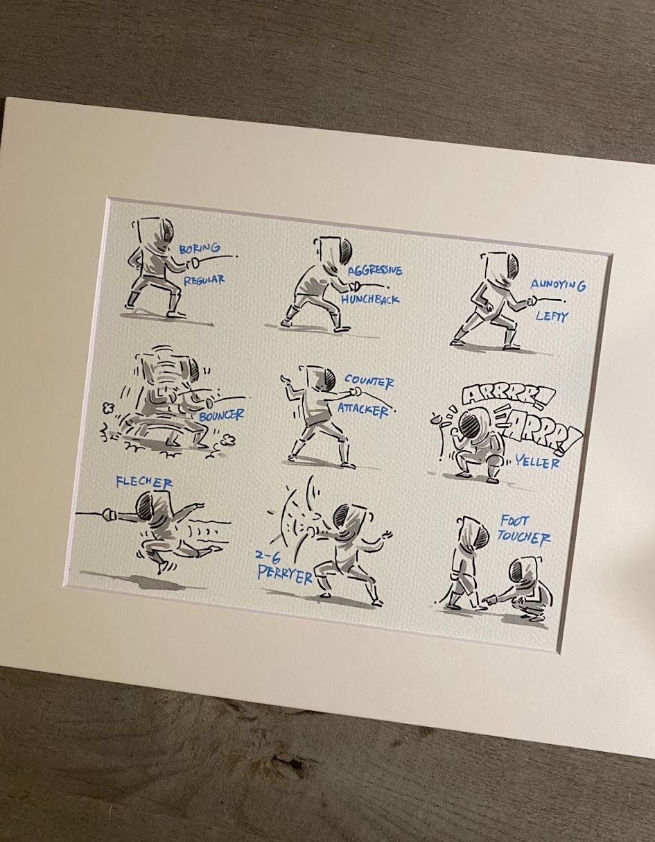 Fencing Personalities Series 1 - Epee Fencers - Marker + Pen - Signed Prints