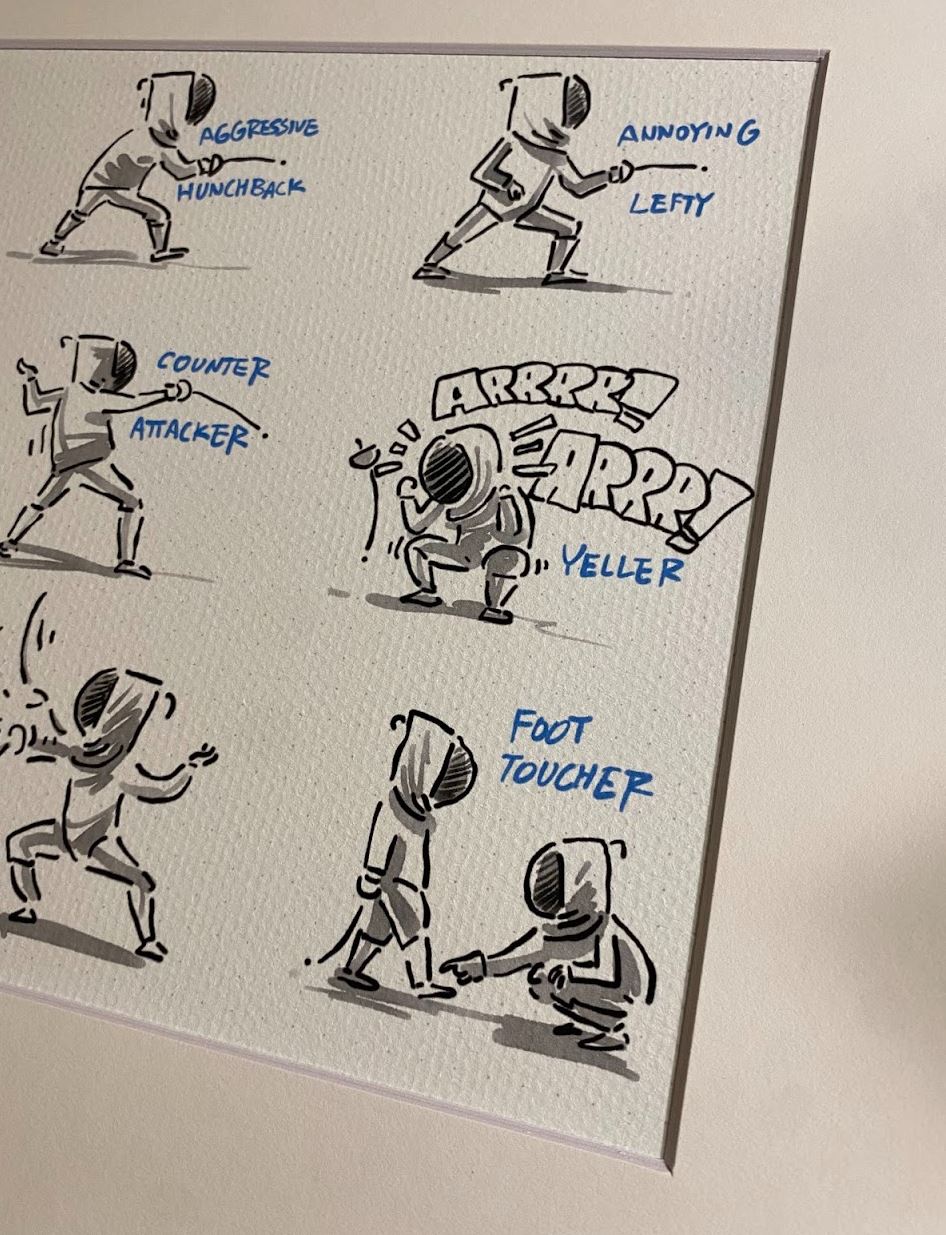 Fencing Personalities Series 1 - Epee Fencers - Marker + Pen - Signed Prints