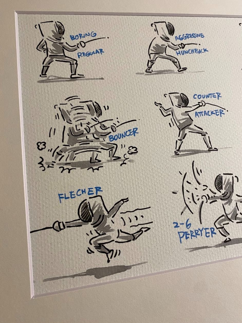 Fencing Personalities Series 1 - Epee Fencers - Marker + Pen - Signed Prints
