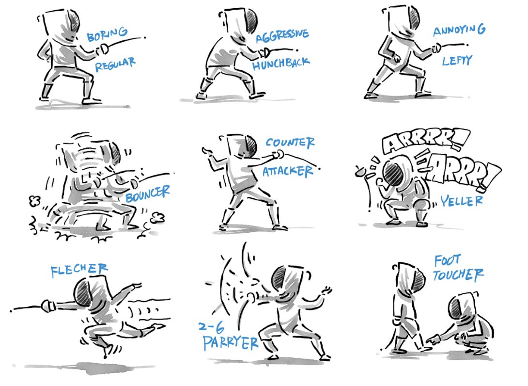 Fencing Personalities Series 1 - Epee Fencers - Marker + Pen - Signed Prints