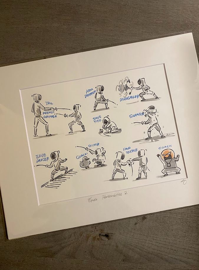 Fencing Personalities Series 2 - Epee Fencers & Coach - Marker + Pen - Signed Prints