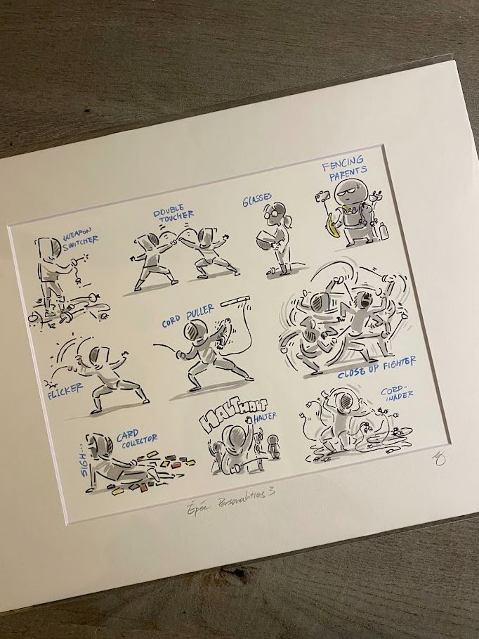 Fencing Personalities Series 3 - Epee Fencers & Parents - Marker + Pen - Signed Prints