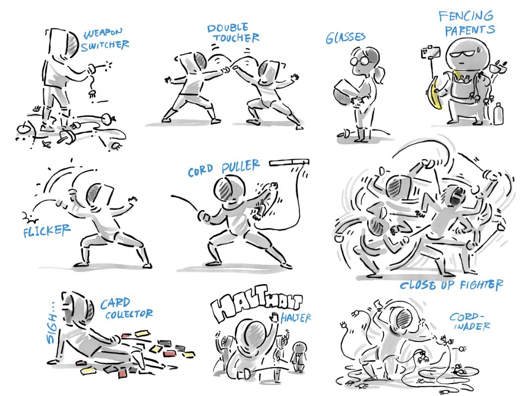 Fencing Personalities Series 3 - Epee Fencers & Parents - Marker + Pen - Signed Prints