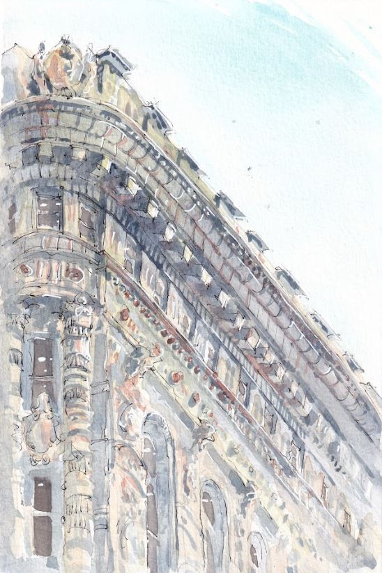 Flatiron Building Corner - Watercolor - Signed Prints