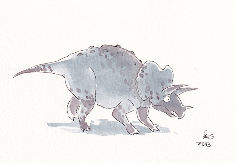 Dinosaur - Triceratops - Watercolor - Signed Prints