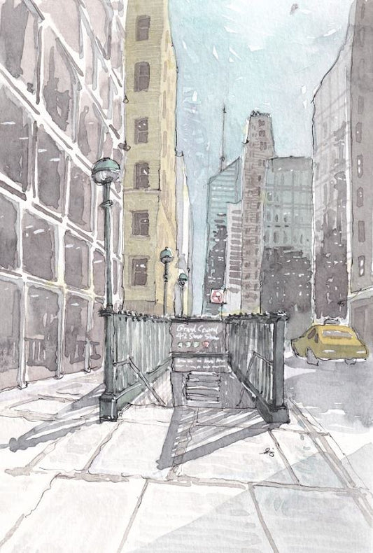 42nd Street Station - Grand Central Station - Watercolor - Signed Prints