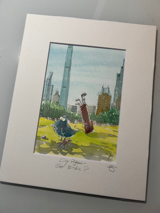 City Pigeon - Got Birdie - Watercolor - Signed Prints