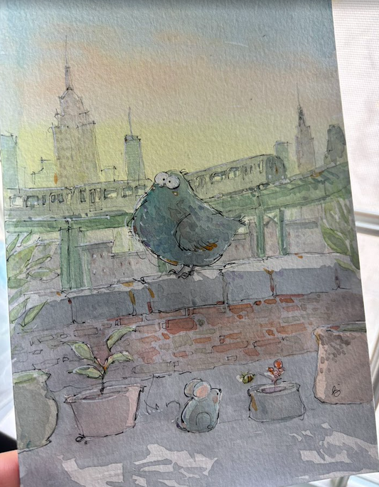 City Pigeon - Got Subway - Watercolor - Signed Prints