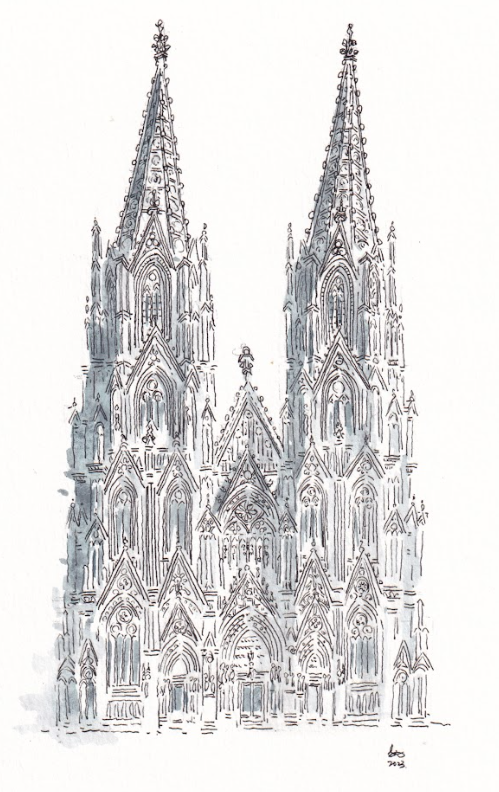 Cologne Cathedral - Germany - Cartoon Style - Signed Prints