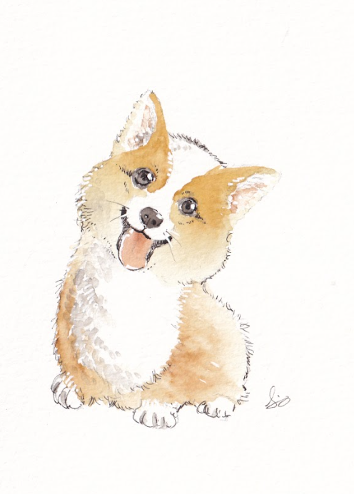 Dog - Corgi - Watercolor - Signed Prints