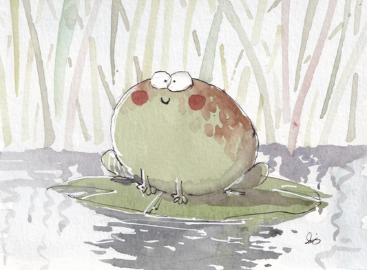 Frog on lilypad - Watercolor - Signed Prints