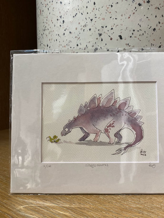 Dinosaur - Stegosaurus - Watercolor - Signed Prints