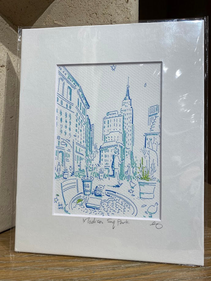 Madison Square Park , New York City - Cartoon Style - Signed Print