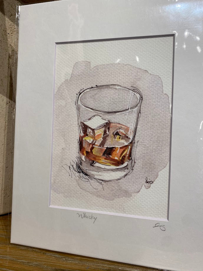 Glass of Whiskey / Whisky - Watercolor - Signed Prints