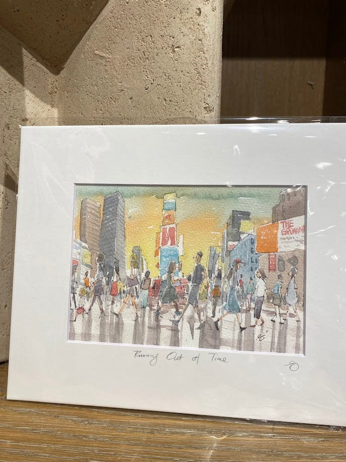 Rush Hour - Times Square - Running Out of Time - Watercolor - Signed Prints