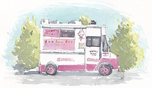 Ice Cream Truck - Watercolor - Signed Prints