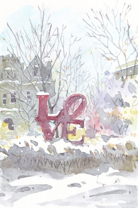 Love Sculpture at University of Pennsylvania - Philadelphia - Watercolor - Signed Prints