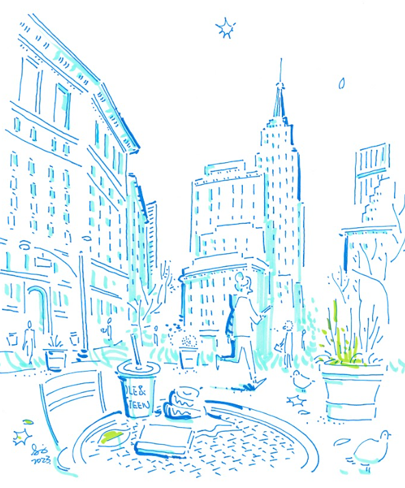 Madison Square Park , New York City - Cartoon Style - Signed Print