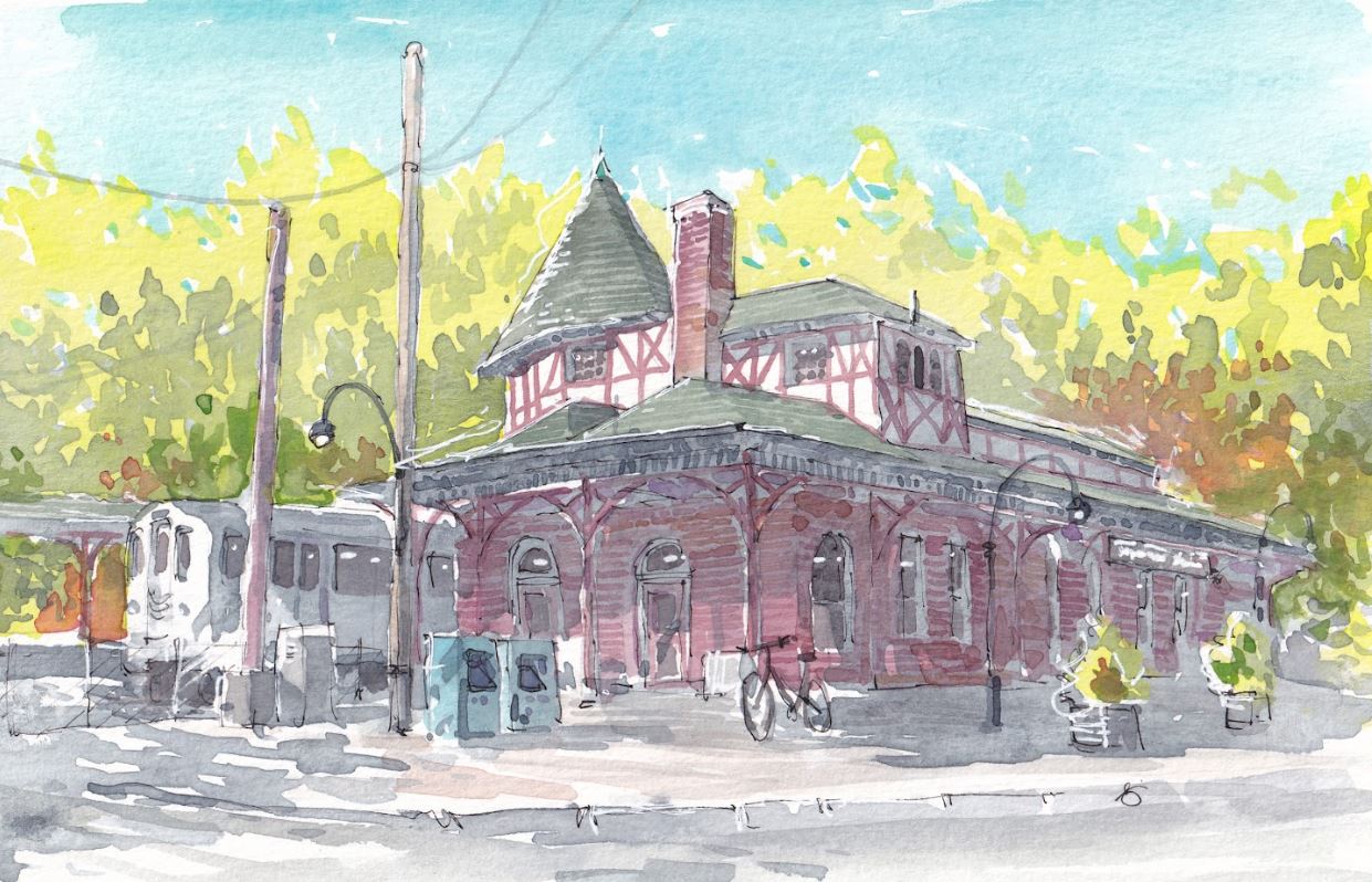 Maplewood Train Station - NJ Transit - Watercolor - Signed Prints