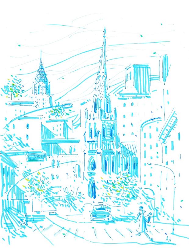 West 3rd, New York City - Cartoon Style - Signed Print