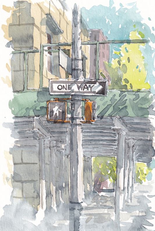 One Way, Street Signs - New York City - Watercolor - Signed Prints