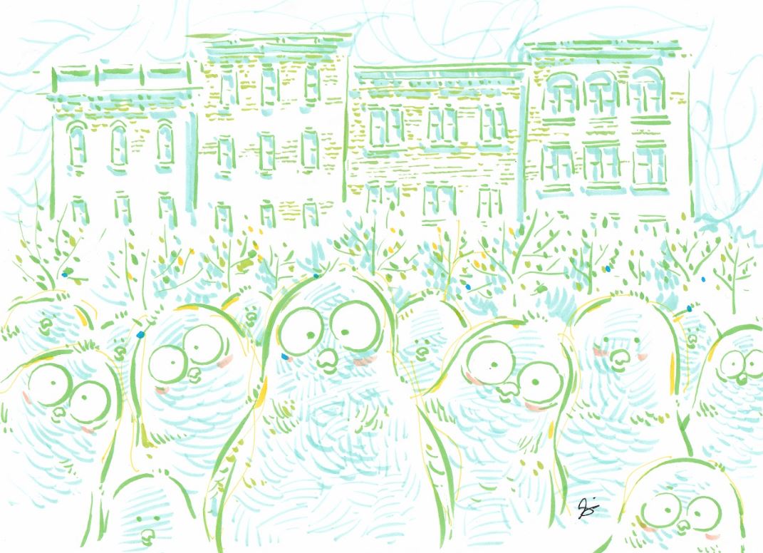 Pigeons of Bryant Park - NYC - Cartoon Style - Signed Prints