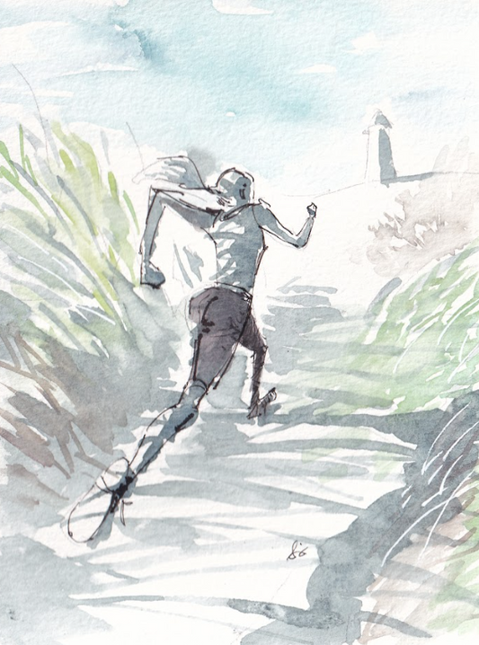 Runner - Beach - Watercolor - Signed Prints