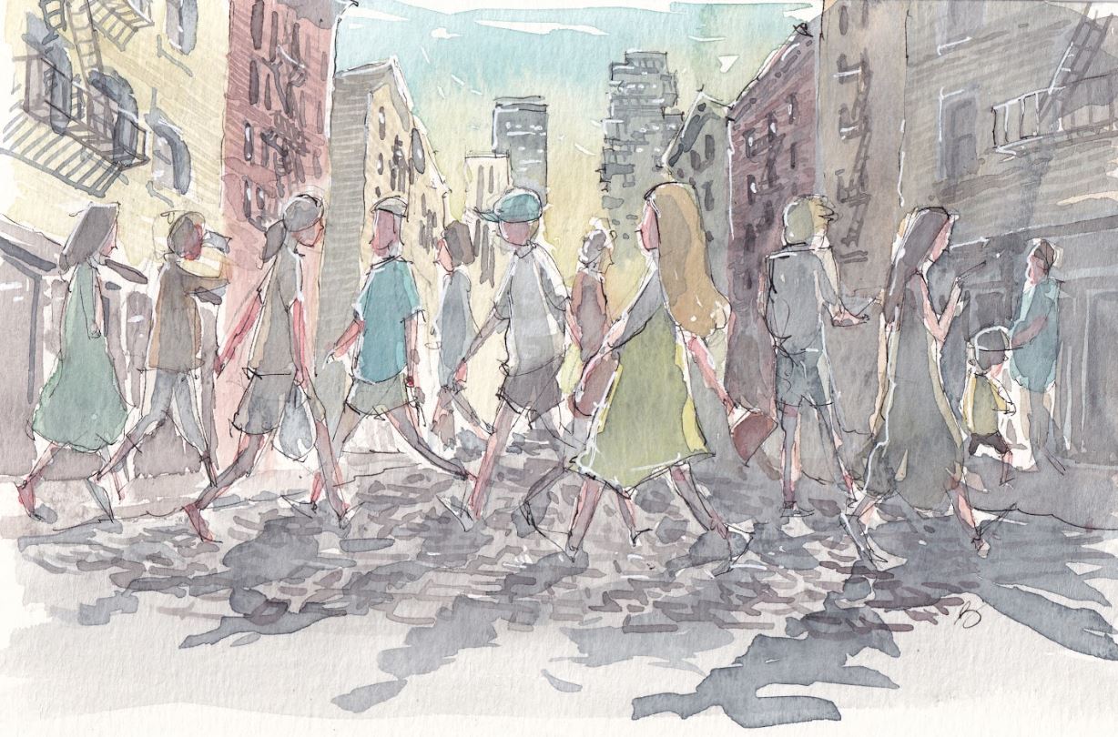 Rush Hour - Friends & Strangers - Watercolor - Signed Prints