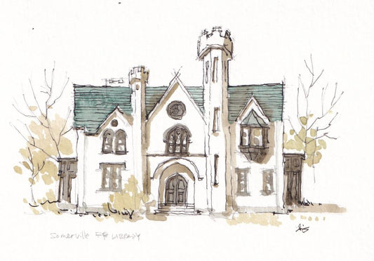 Somerville Public Library - New Jersey - Watercolor - Signed Prints