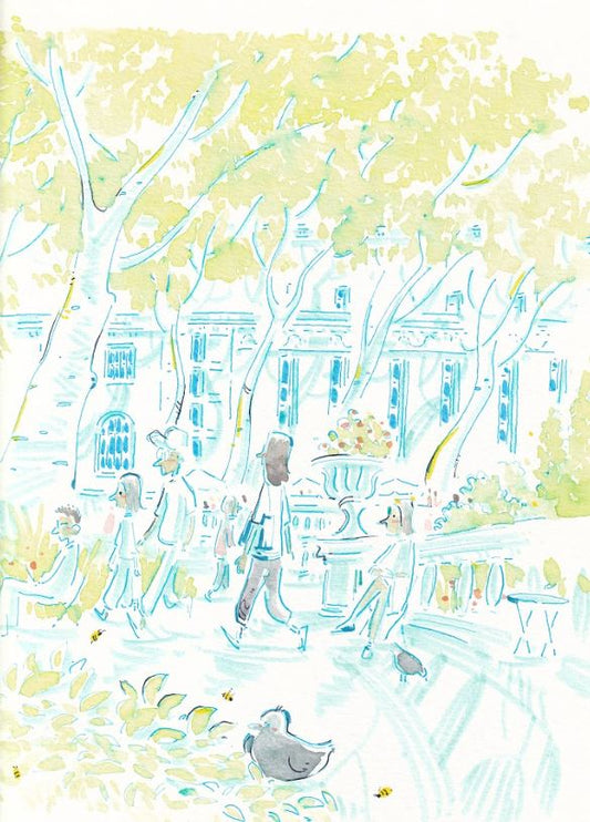 Spring in Bryant Park - NYC - Cartoon Style - Signed Prints