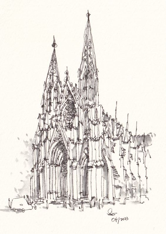 St. Thomas Church Fifth Avenue SW Corner - NYC - Pen - Signed Prints